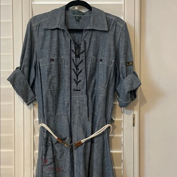 Ralph Lauren Chambray Blue Long Sleeve Dress - Picture 5 of 6